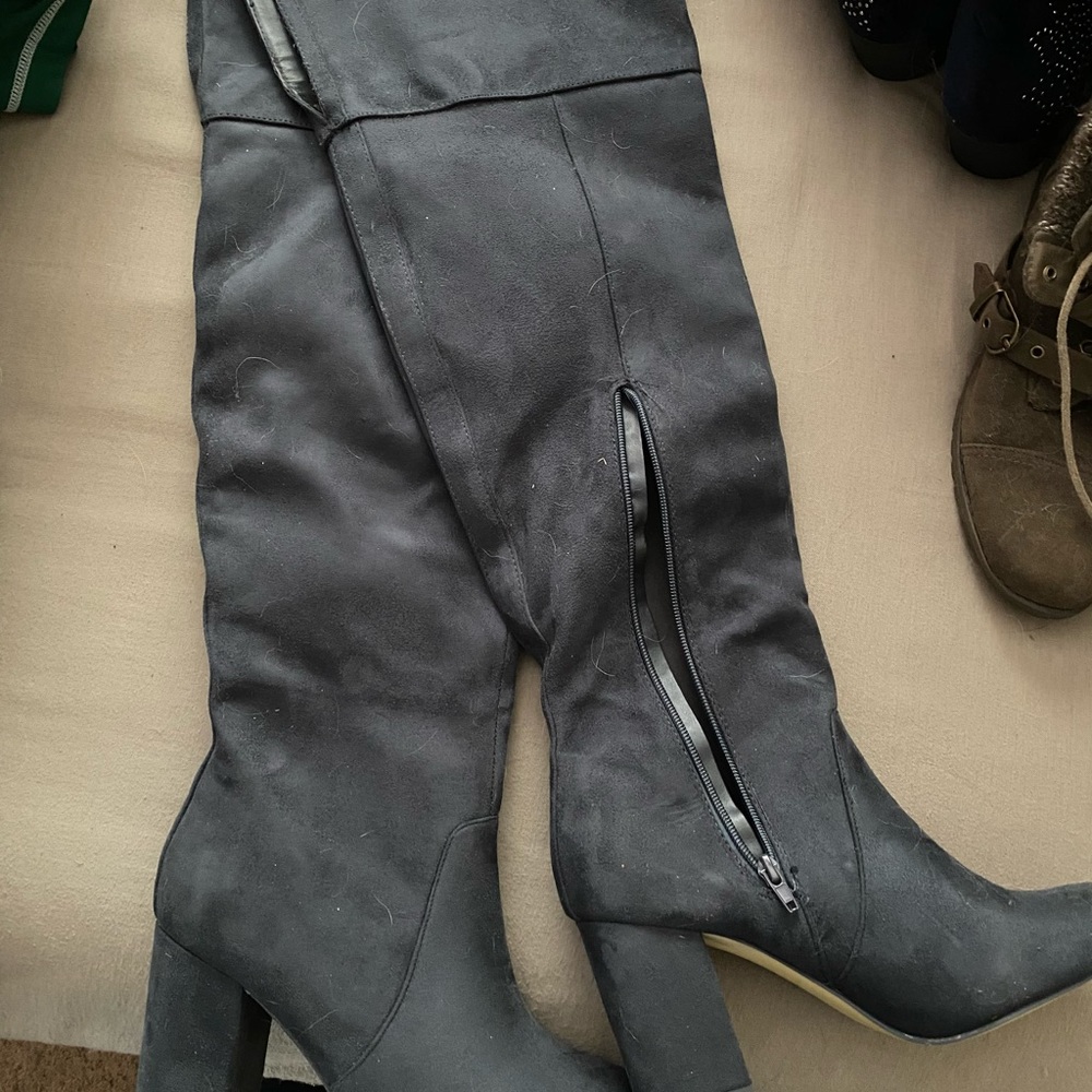 Blue Suede High Boots